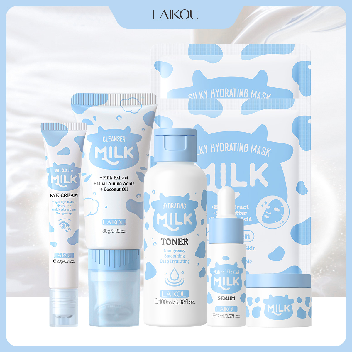 LAIKOU 6Pcs Milk Hydrating Ski - đánh giá và giá Skincare Glow Glowing